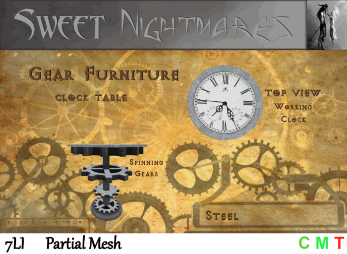 ~Sweet Nightmares~ Moving Clock Table - Steel