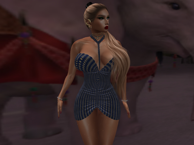 DRESS 115BI BLUE/GOLD DOTS