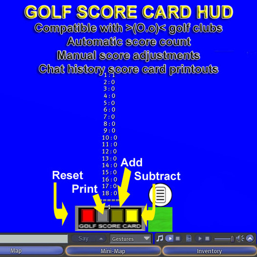 Golf Score Card HUD for >(O.o)< Golf Clubs