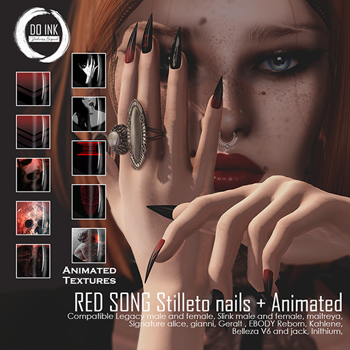 DO INK RED SONG STILLETO NAILS + ANIMATED