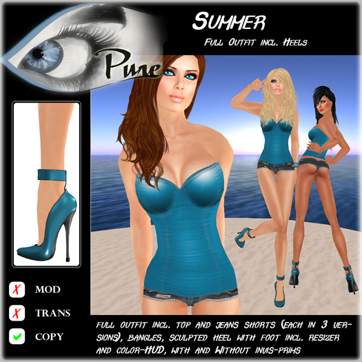 << PURE >> Summer in Aqua (full outfit incl. high heel) [inworld price 199L$]