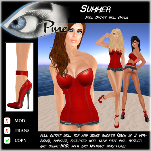 << PURE >> Summer in Red (full outfit incl. high heel) [inworld price 199L$]