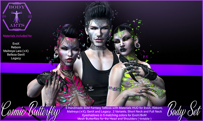 BodyArts - Cosmic Butterfly Tattoo Set