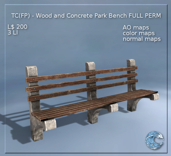 TC(FP) - Wood and Concrete Park Bench FULL PERM