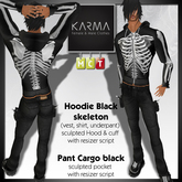 Karma - Hoodie Black Skeleton, Pant Cargo Black with pockets