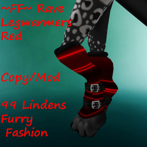 ~FF~ Rave Legwarmers Red Digi Furry