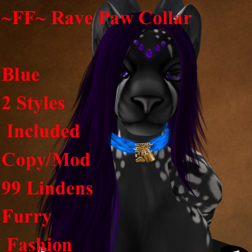 ~FF~ Rave Paw Collar Blue Furry