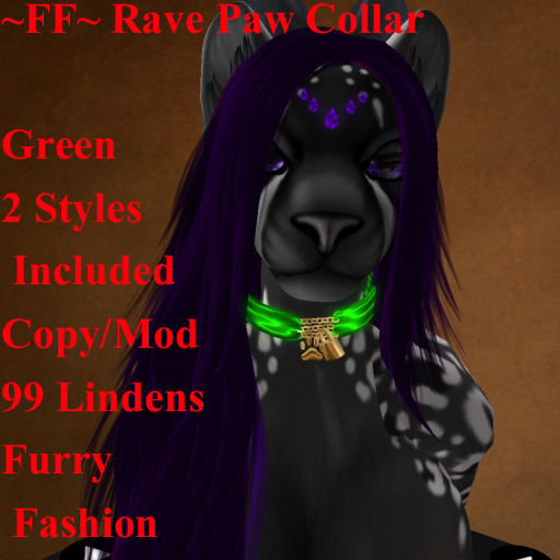 ~FF~ Rave Paw Collar Green Furry