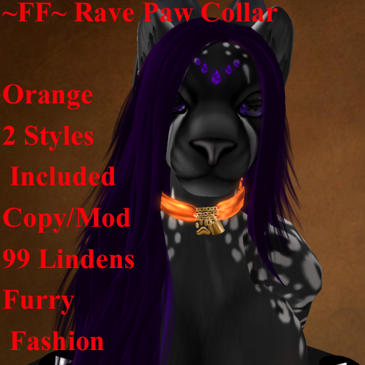 ~FF~ Rave Paw Collar Orange Furry