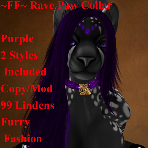 ~FF~ Rave Paw Collar Purple Furry