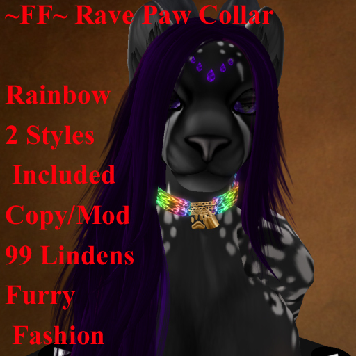 ~FF~ Rave Paw Collar Rainbow