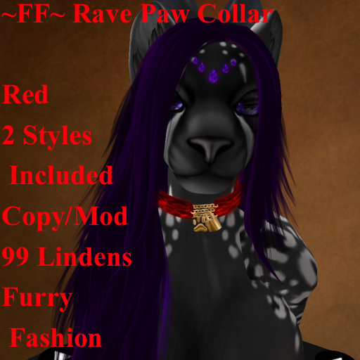 ~FF~ Rave Paw Collar Red Furry