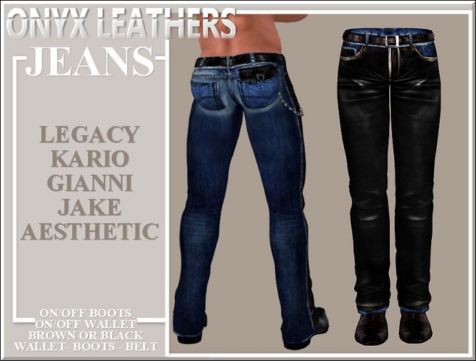 Denim Leather Jeans with without boots and chain wallet