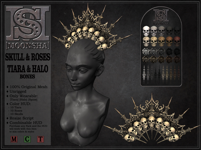 [MoonSha] Skull & Roses Tiara & Halo - Bones