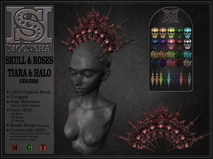 [MoonSha] Skull & Roses Tiara & Halo - Colors