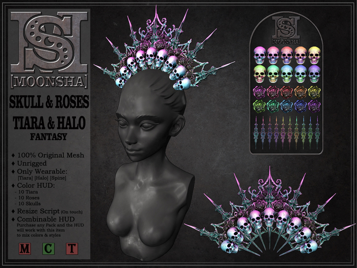 [MoonSha] Skull & Roses Tiara & Halo - Fantasy