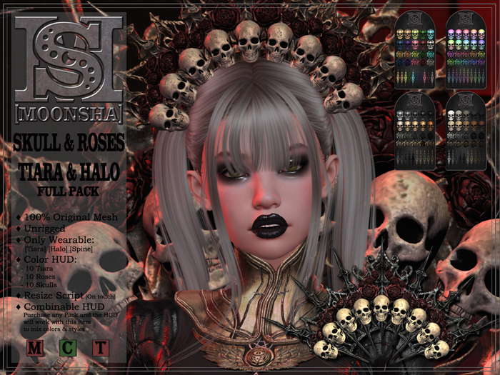 [MoonSha] Skull & Roses Tiara & Halo - Full Pack