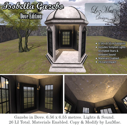 Isobella Gazebo (Dove) *Ambient Sound & Lights*