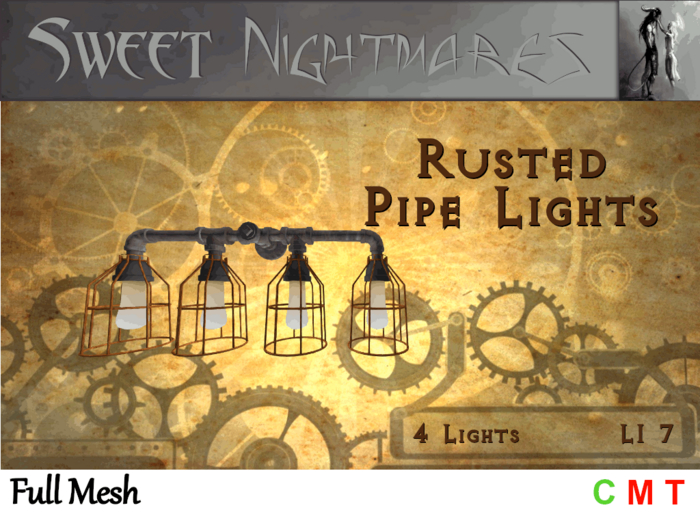 ~Sweet Nightmares~ Rusted Pipe Light Fixture - 4 Bulbs