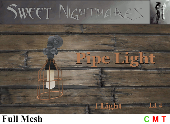 ~Sweet Nightmares~ Pipe Light Fixture - 1 Bulb