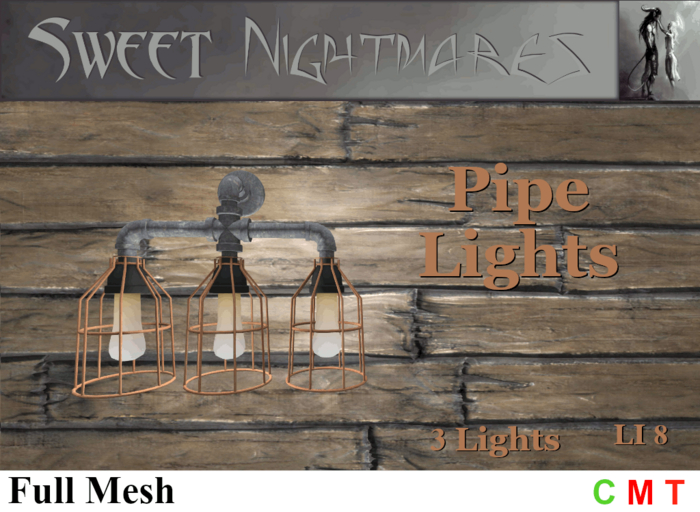 ~Sweet Nightmares~ Pipe Light Fixture - 3 Bulbs