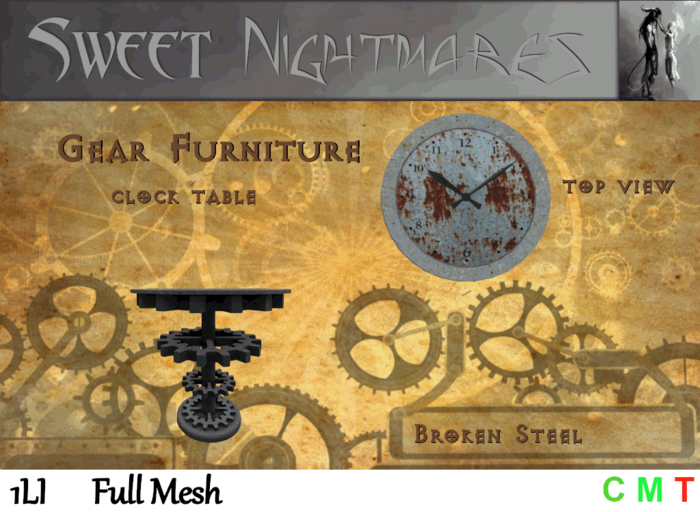 ~Sweet Nightmares~ Broken Clock Table - Steel