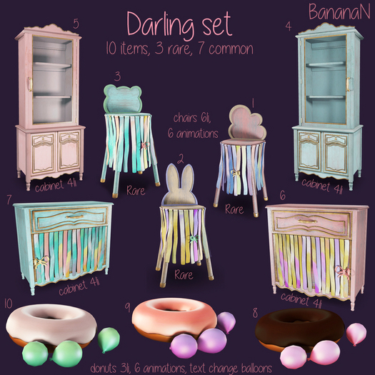 03 -BananaN - Darling set teddy chair RARE