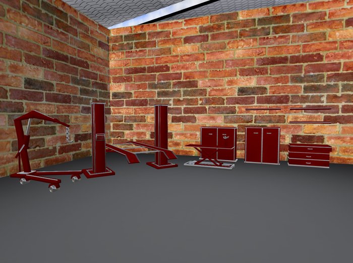 RED GARAGE FULL SET OF EQUIPMENT SCULPTED 