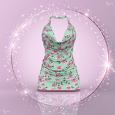 Floral Teal Cowl Neck Dress LaraX
