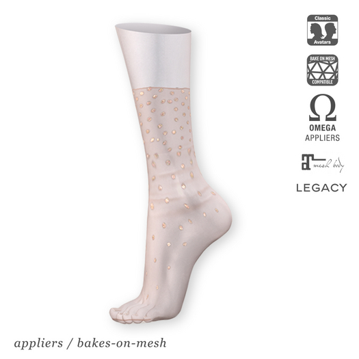 "Sophie" tulle BOM socks 05 gold sparkles | Bakes-on-Mesh | Omega applier | Maitreya applier | Legacy applier