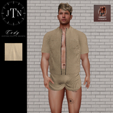JTN Cody Zipper Polo & Shorts Set TAN