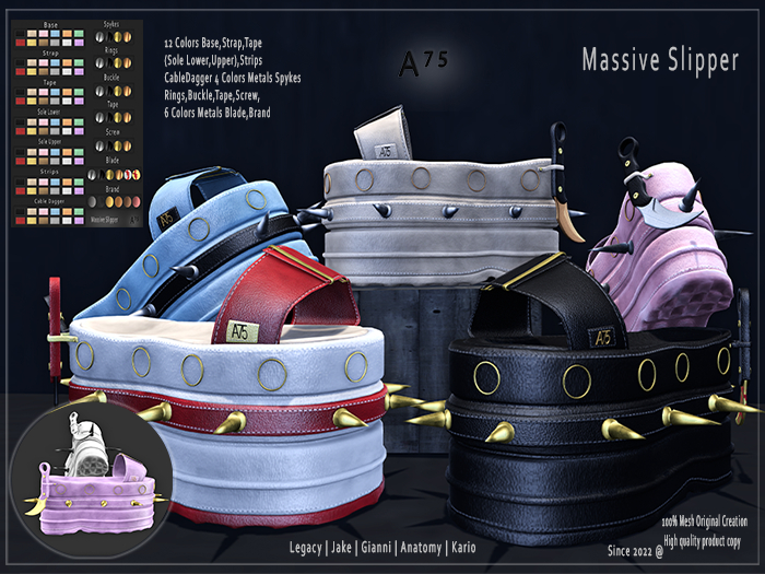 : A75 : Massive Slipper ( White&Purple )