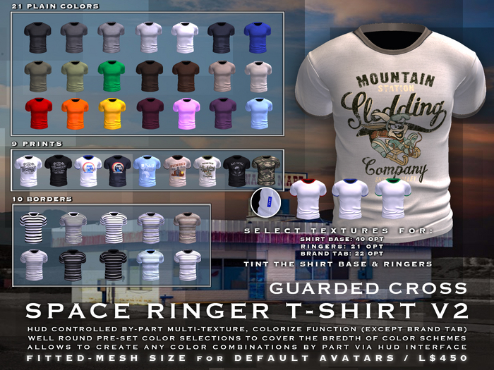 *GUARDED CROSS/Men’s-Wear* Space Ringer T-Shirt: Fitted-MESH