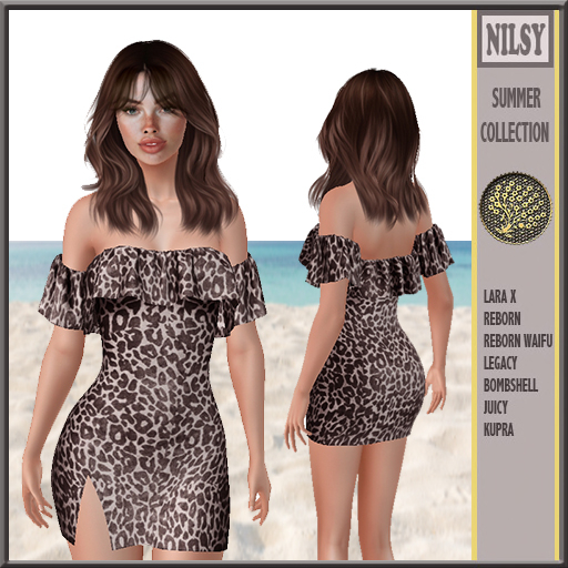 SKIN PRINT OFF THE SHOULDER DRESS