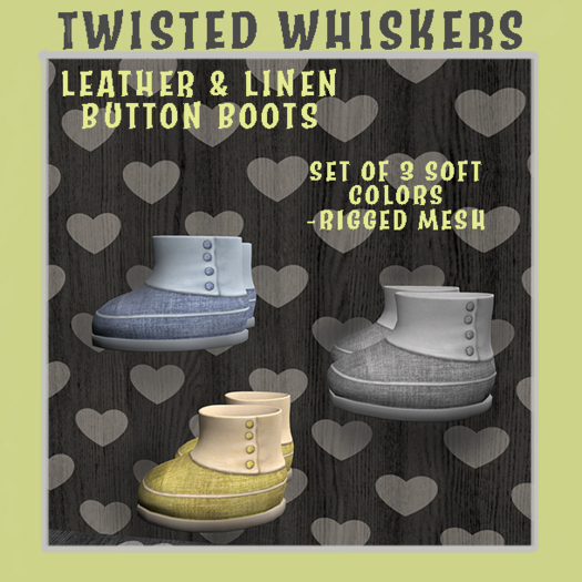 *TW* LEATHER & LINEN BUTTON BOOTS SET OF 3 SOFT COLORS