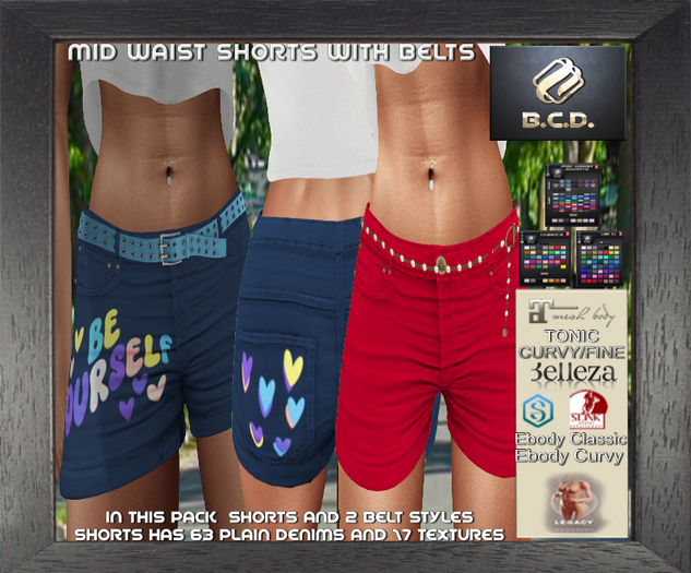BCD Mid Waist Shorts And Belts DEMO