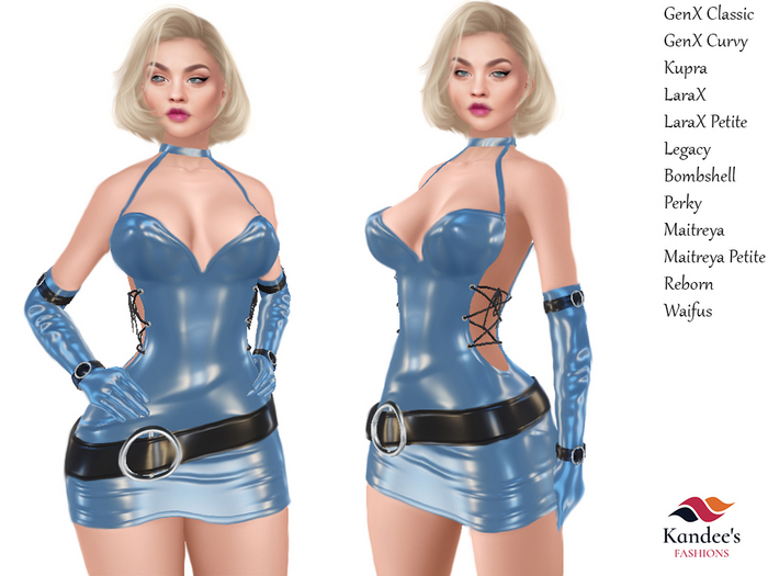 Powder Blue Latex Foxy Dress