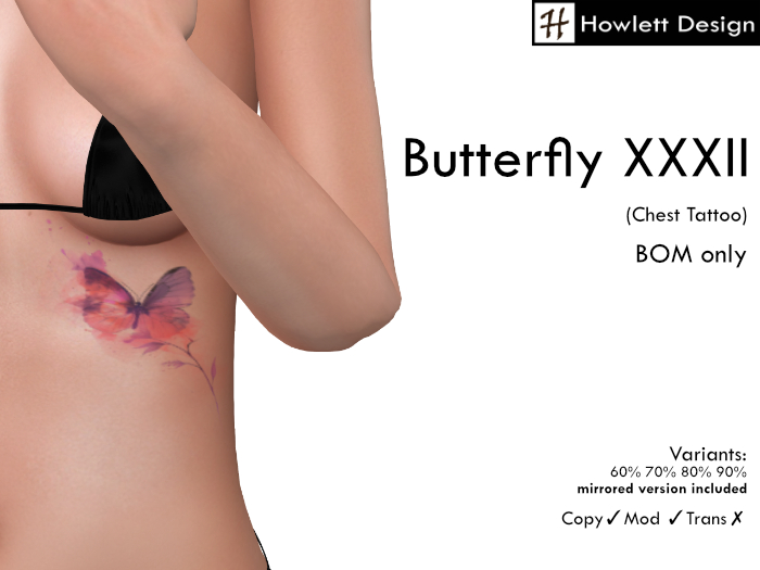 [HDesign] Butterfly XXXII (Chest Tattoo)