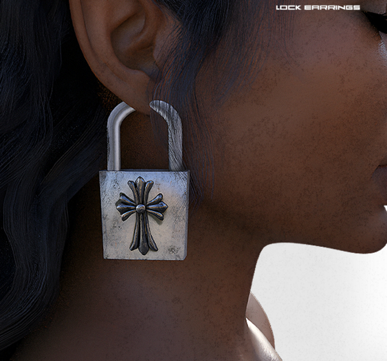 v/ lock earrings