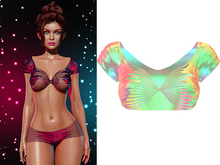 Cherry Ripped Cropped Shirt 2.0 [Holo Rainbow] - Maitreya Lara • LaraX • Petite • PetiteX • Legacy • Reborn Tops