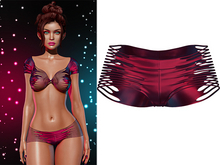 Cherry Ripped Shorts 2.0 [Holo Cherry Red Wine] - Maitreya Lara • LaraX • Petite • PetiteX • Legacy • Reborn Bottoms