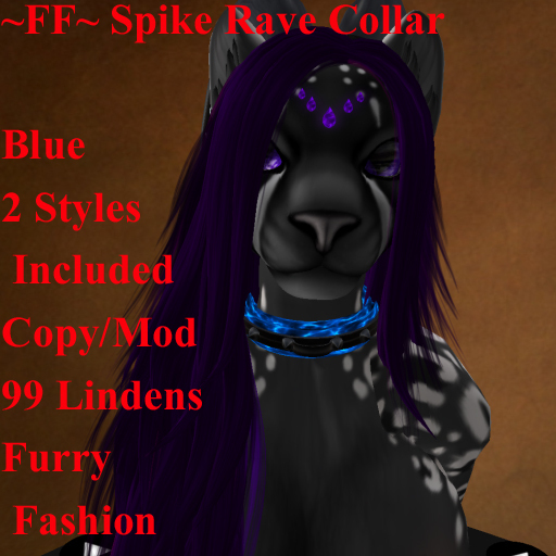 ~FF~ Spike Rave Collar Blue Furry