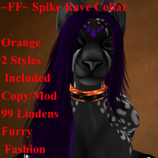 ~FF~ Spike Rave Collar Orange Furry