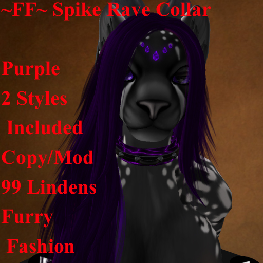 ~FF~ Spike Rave Collar Purple Furry