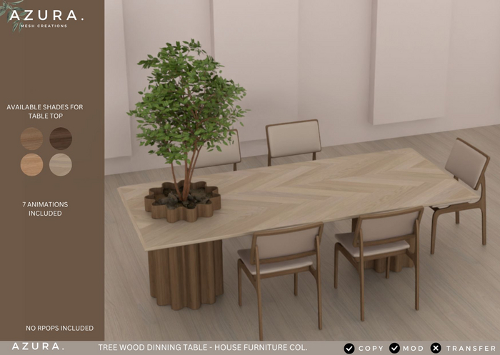 AZURA ::: TREE WOOD DINNING TABLE -change texture