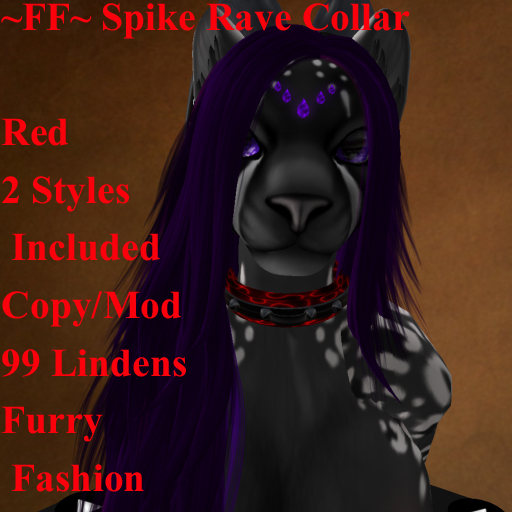 ~FF~ Spike Rave Collar Red Furry