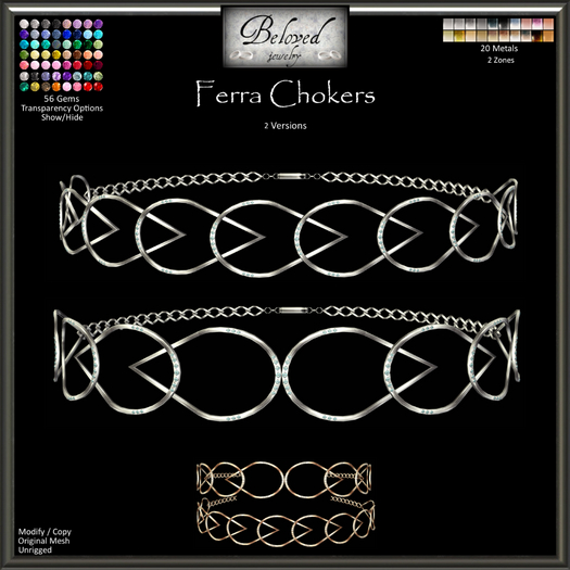 Beloved Jewelry : Ferra Chokers Set of 2 (Texture Change) Gold Silver Diamond Choker Necklace