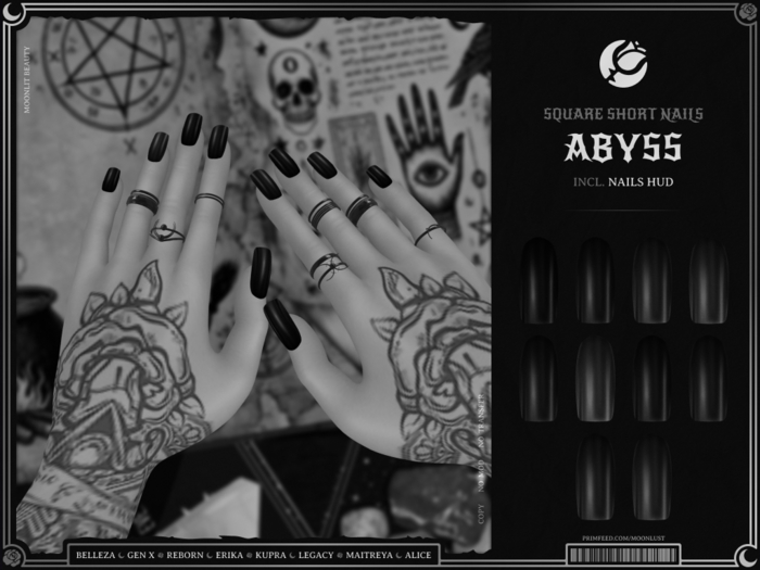 [: Moonlust :] ' Abyss ' Square Short Nails Set DEMO