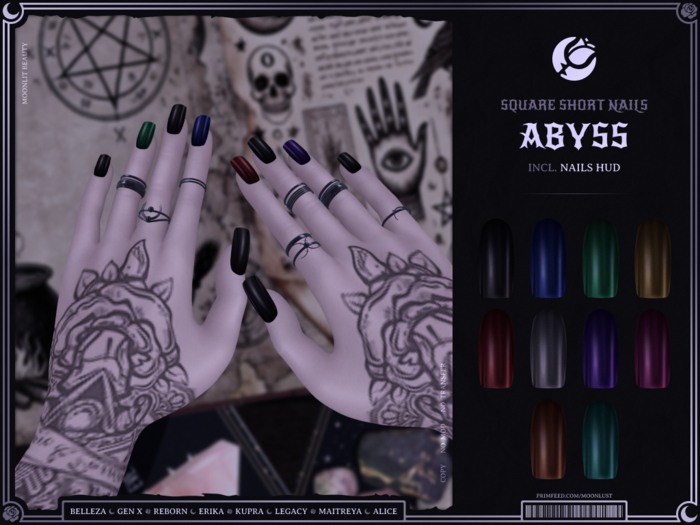 [: Moonlust :] ' Abyss ' Square Short Nails Set