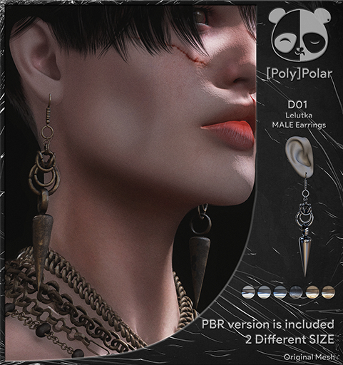 [Poly]Polar D01 Lelutka MALE Earrings  - DEMO